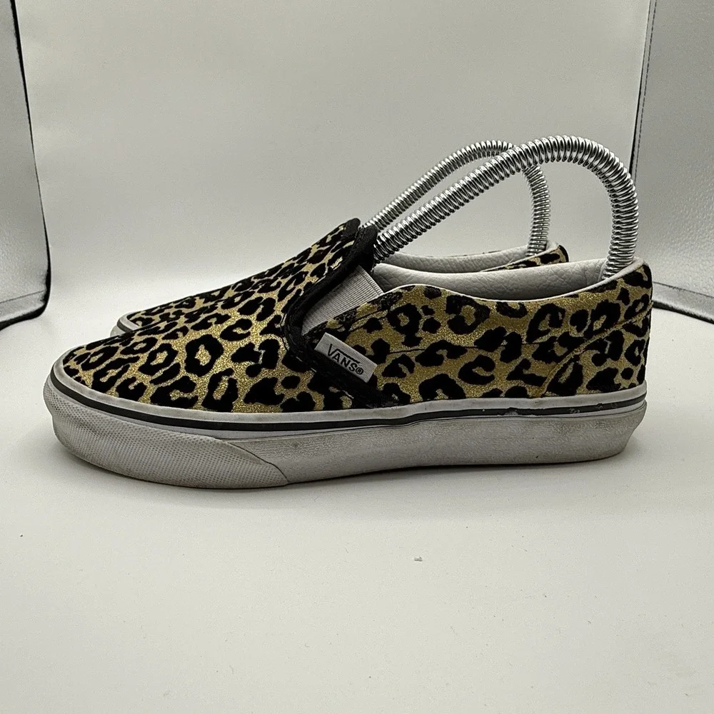 VANS CLASSIC SLIP-ON LEOPARD/BLACK SZ‎ 4 KIDS